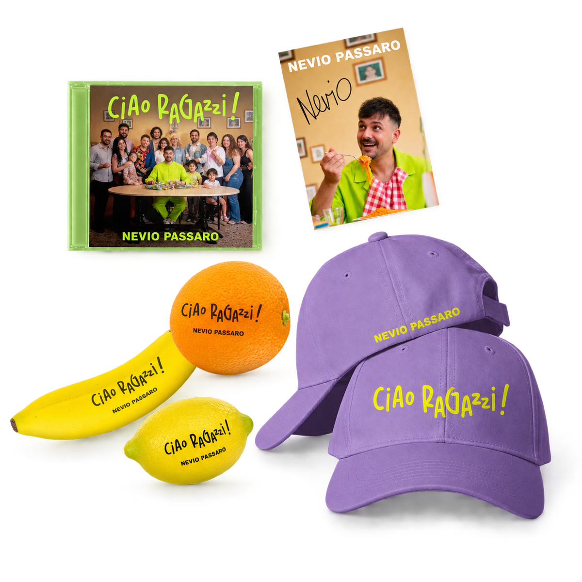 Nevio Passaro Ciao ragazzi! CD + Signed Artcard + Fruit Shaker + Cap 460009